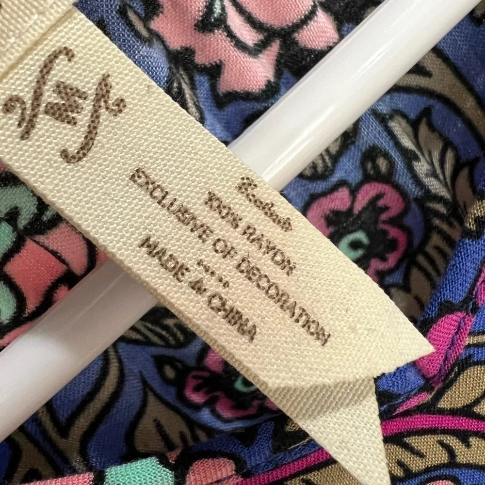Matilda Jane Thoughts and Dreams blue & pink rayon floral long sleeve dress med